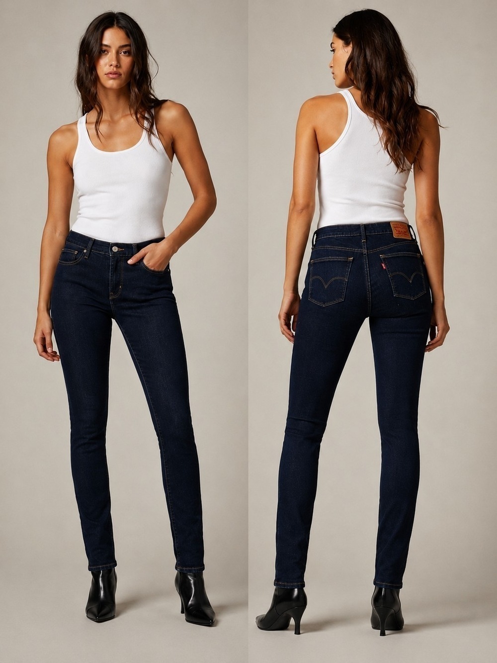 Levi’s Slimming Skinny Jeans Size 27 Dark Wash Stretch Denim Clean Girl Minimali